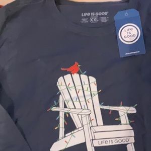 Life is Good long sleeve cotton crusher Christmas Women’s t-shirt.